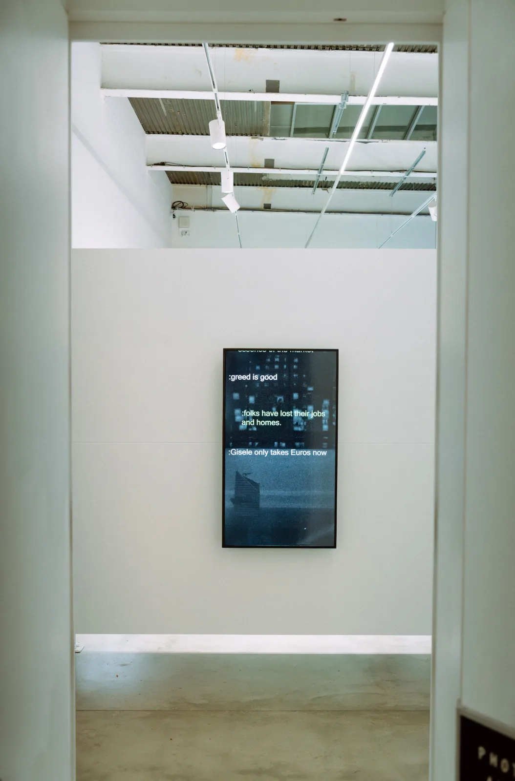 Installation view, Genuine Fake Premium Economy at the Institute of Contemporary Arts, 2026 